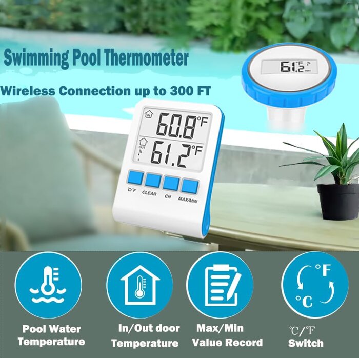 Termómetro inalámbrico para piscina termómetro subacuático para piscina