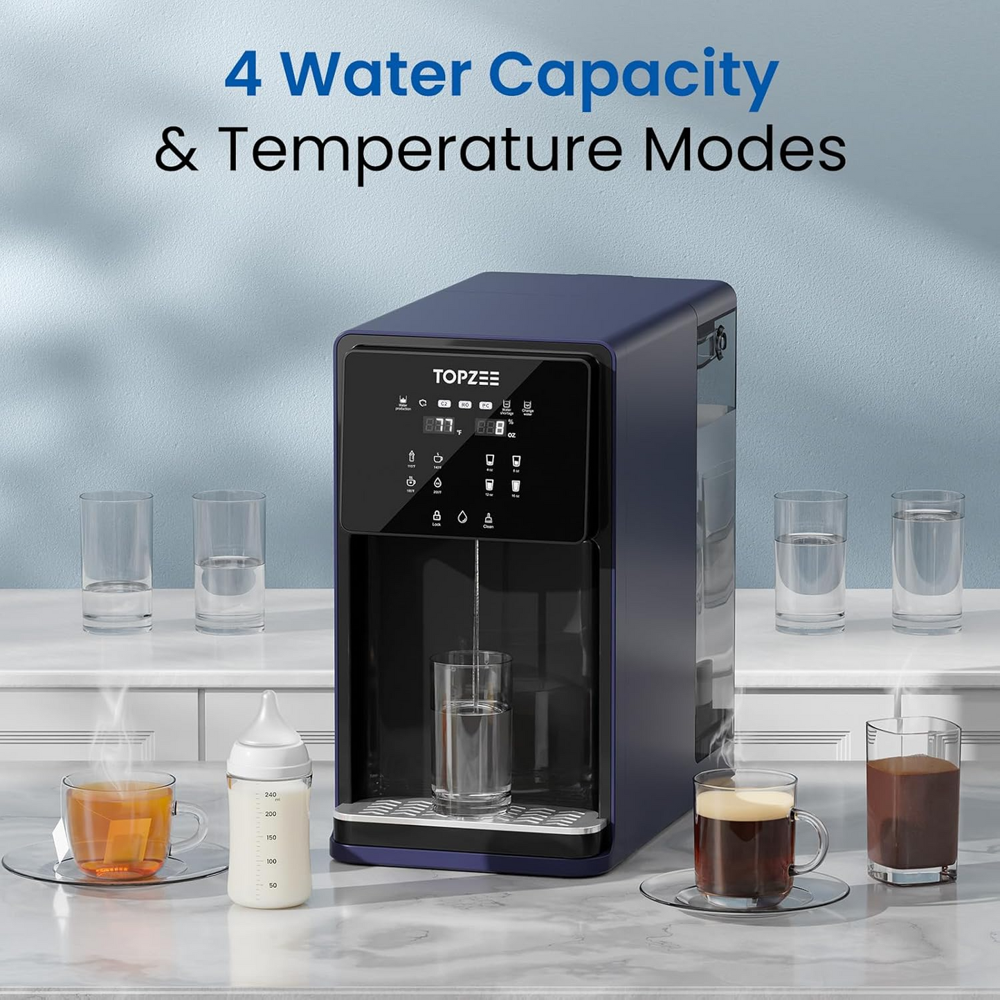 Sistema de filtración de agua por ósmosis inversa de encimera UV